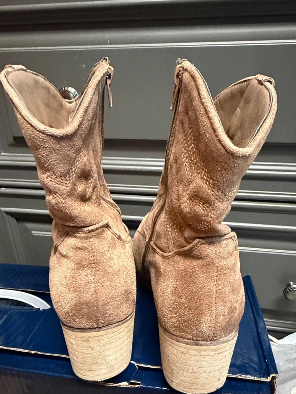 Altar’d state Women's Suede Ankle Western Boots - Tan size 8.5